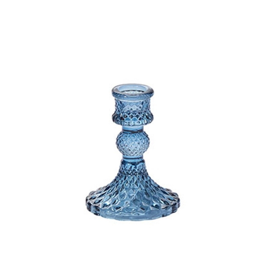 Short Blue Candlestick Holder